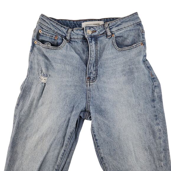 Ashley Mason Jeans 9 Bleached Stone Washed Light Denim Ripped Destroyed Mom - Picture 3 of 14